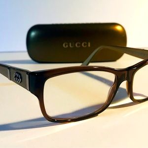 GUCCI GG3133 MH5 54mm Brown Transparent Eyeglasses RX Frames W/ RX lenses